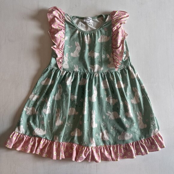 Grumpy Princess Originals Boutique Dress Girls 10/12 Bunny Rabbit Ruffle - Picture 1 of 7